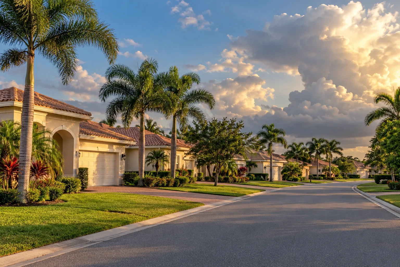A neighborhood of tile-roofed homes in Tampa